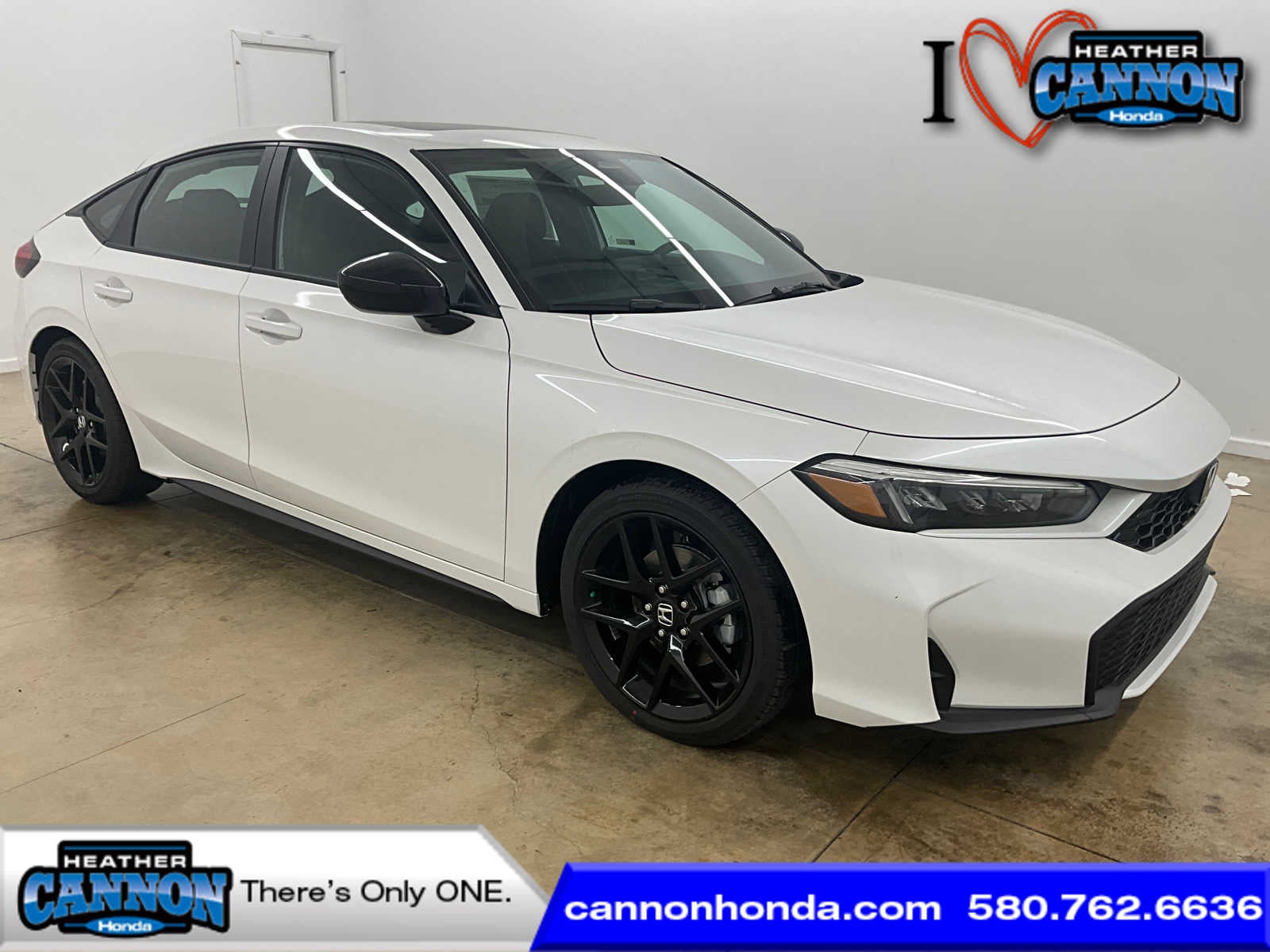2026 Honda Civic Hatchback Hybrid Sport in Platinum White Pearl — front three-quarter view