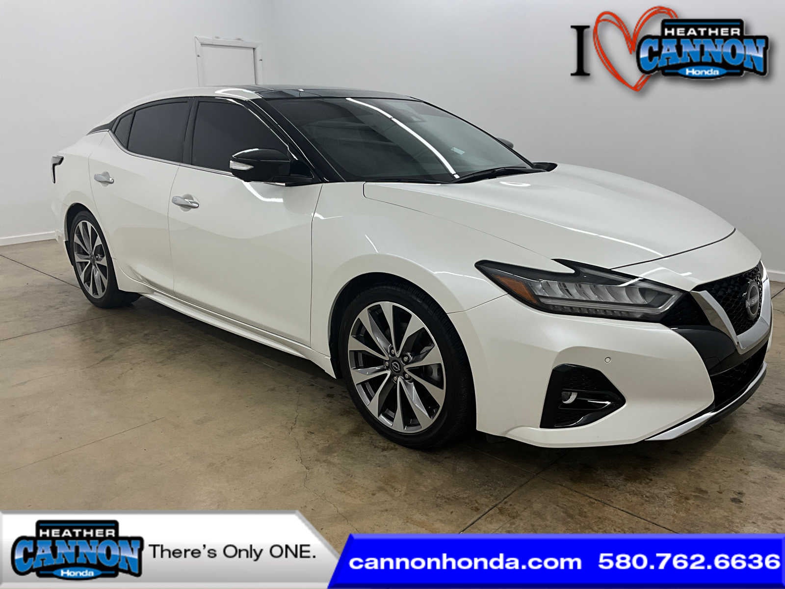 2023 Nissan Maxima Platinum in Pearl White Tricoat — front three-quarter view